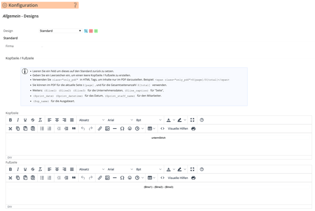 Designs - Unternehmensdaten