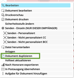 Dokument Projekt ändern
