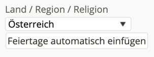Feiertage Auswahl