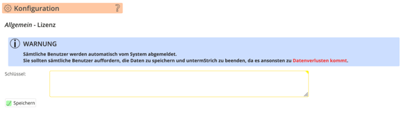 Konfiguration Lizenz ändern
