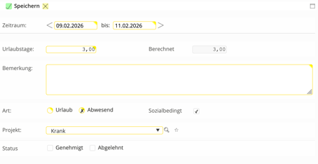 Modul Urlaub Krankheit