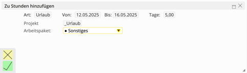 Urlaubsübernahme Dialog